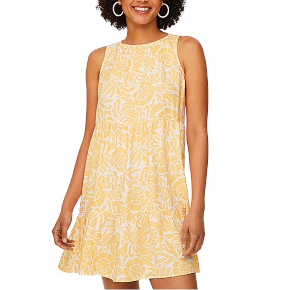 LOFT Floral Tiered Sleeveless Shift Dress